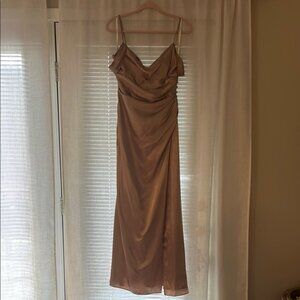 Charmeuse Cowl Bridesmaid Dress with Swag Sleeves